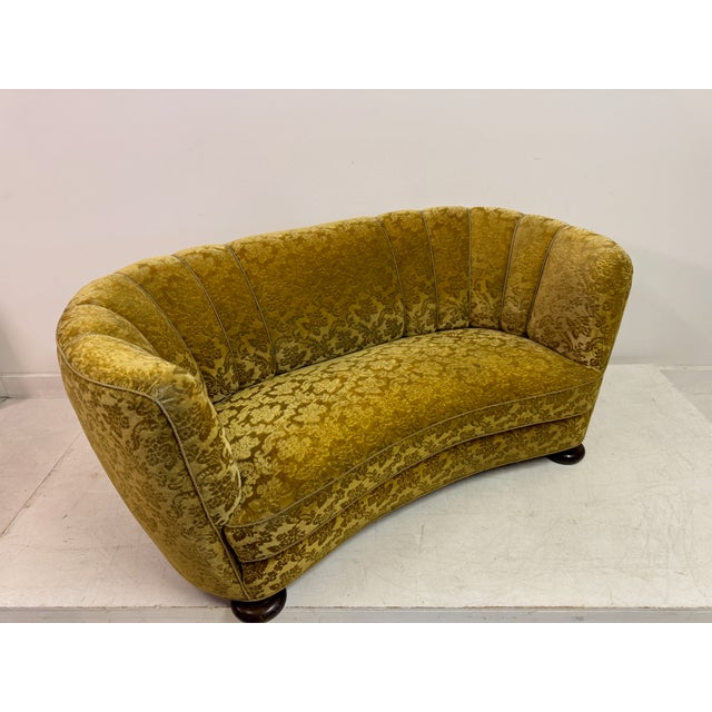 Goldenrod Vintage Danish Curved Banana Sofa, 1930s For Sale - Image 8 of 13