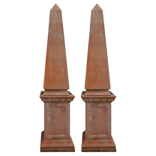Terracotta Pyramids with Base, 1890s, Set of 2 For Sale - Image 6 of 6