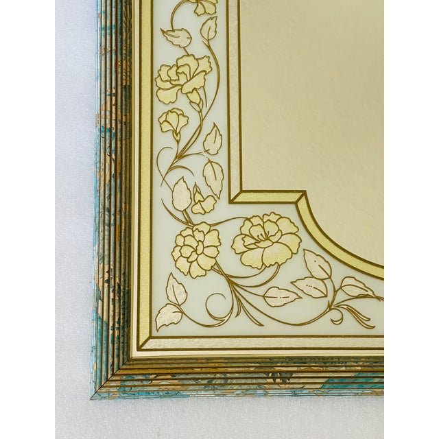 Mid 20 Th C Italian Eglomise Mirroring Gold and Blue For Sale - Image 4 of 4