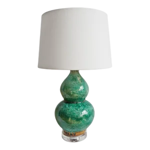 Turquoise Ceramic Gourd Table Lamp