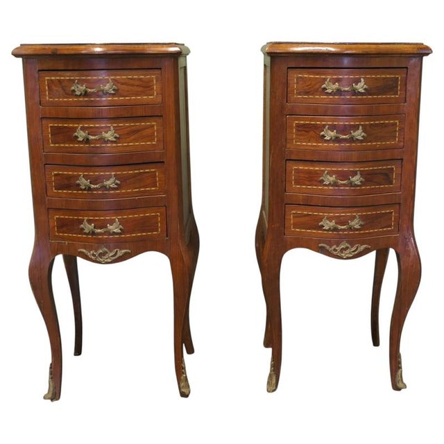 Brown Tall French Ormolu 4-Drawer Side Lockers, 1930, Set of 2 For Sale - Image 8 of 8