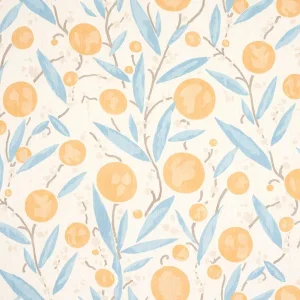 Schumacher Mirabelle Fabric in Yellow & Sky