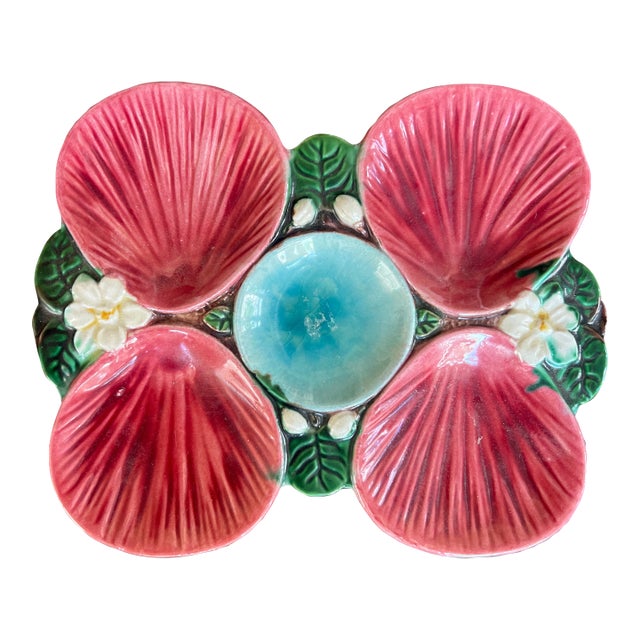 Vintage Holdcroft Style Majolica Oyster Plate For Sale