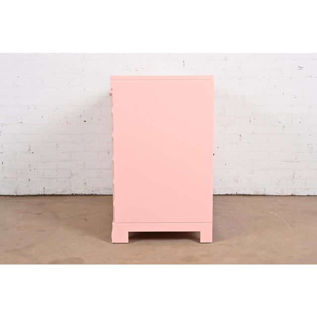 John Stuart French Regency Pink Lacquered Dresser Chest, Newly Refinished For Sale - Image 10 of 12