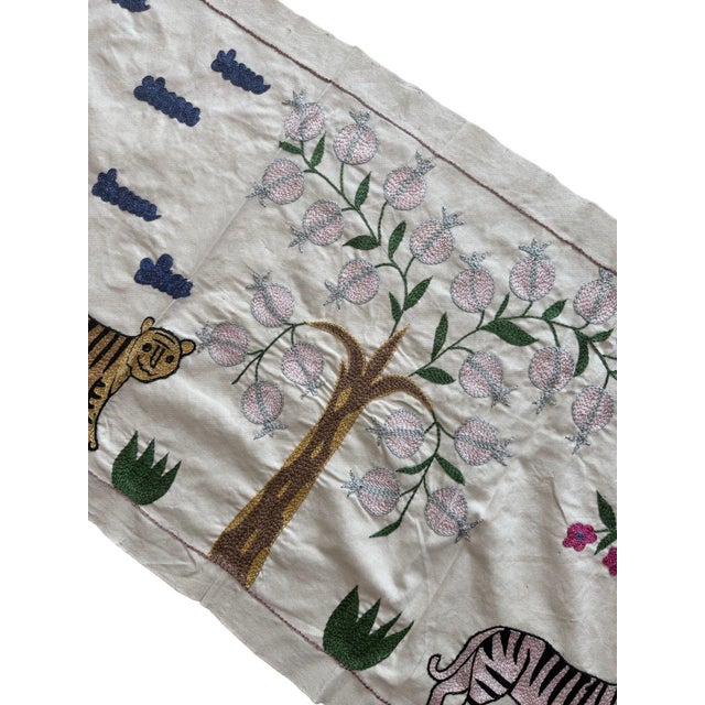 1960s Tiger Suzani Wall Hanging, Pomegranate Tree For Sale - Image 5 of 5