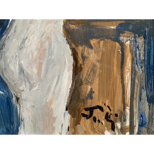 Late 20th Century Bruno Paoli "Characters" Original Italian Modern Figurative Group Portrait, 20th Century Florence Italy Fine Art Painting, Oil on Canvas, 21.5x18" For Sale - Image 5 of 7