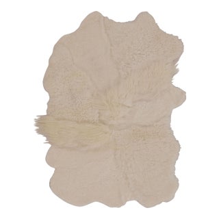 Rug & Kilim’s Sheepskin Multi-Pelt Fur Rug in Cream White Tones For Sale