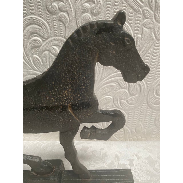 Folk Art Vintage Hand Made Cast Iron Black Horse Weathervane Top For Sale - Image 3 of 12