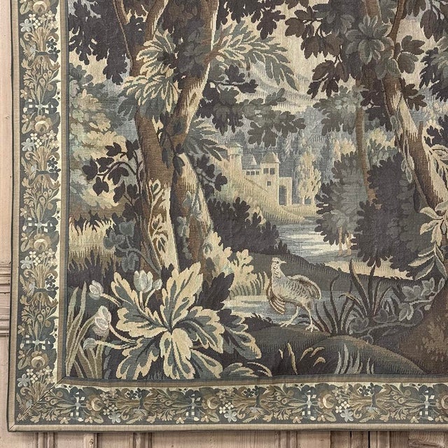 Antique Flemish Verdure Tapestry With Original Border For Sale - Image 9 of 15