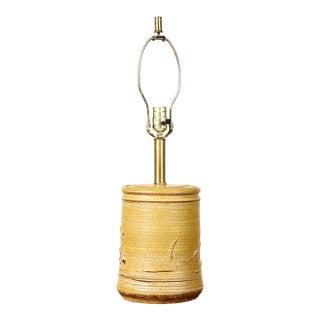 Vintage Abstract Mustard Yellow Glaze Table Lamp — Attributed to Affiliated Craftsmen For Sale
