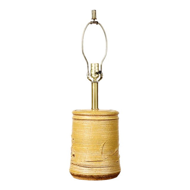 Vintage Abstract Mustard Yellow Glaze Table Lamp — Attributed to Affiliated Craftsmen For Sale