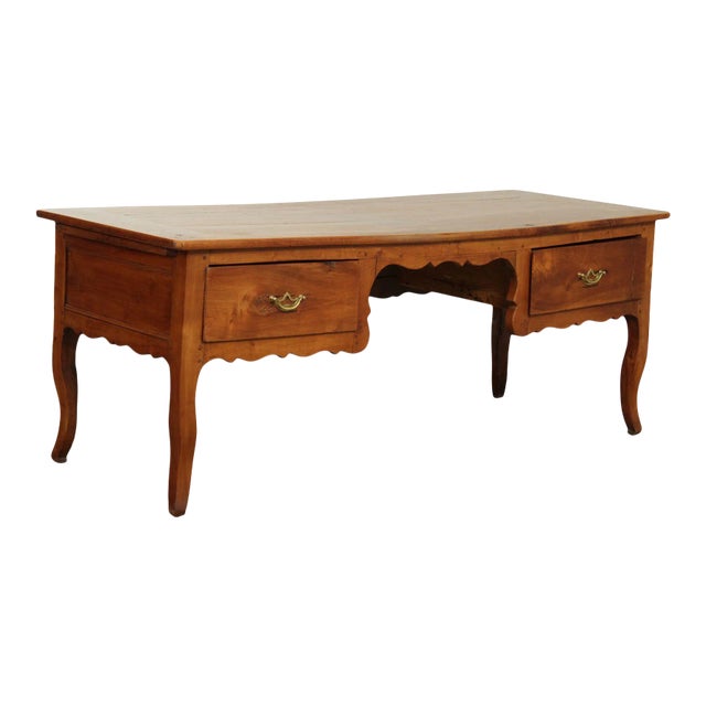 Antique French Louis XV Style Cherry Writing Desk, Pull Out Slides For Sale