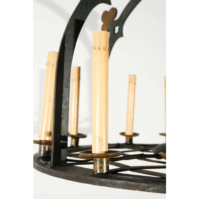 French 1930s French Iron & Brass Chandelier For Sale - Image 3 of 10
