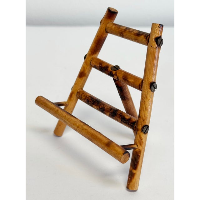 Chinoiserie Vintage Petite Scorched Bamboo Table Easel For Sale - Image 3 of 7