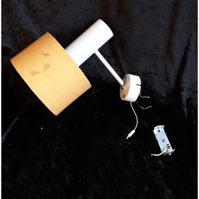 Vintage Cream Colored Metal Adjustable Wall Light with Orange Fabric Screen, 1970s For Sale - Image 4 of 4