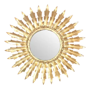 Vintage Spanish Gilt Metal Sunburst Mirror, 1960s