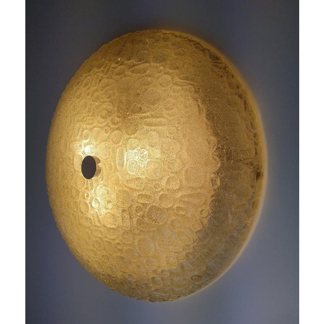 Large Mid-Century Modern Textured Glass Flush Mount or Wall Light, Germany, 1970s For Sale - Image 12 of 18