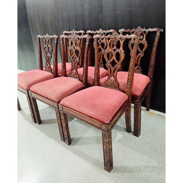 Jonathan Charles Buckingham Collection Mahogany Chippendale Dining Chairs For Sale - Image 11 of 14