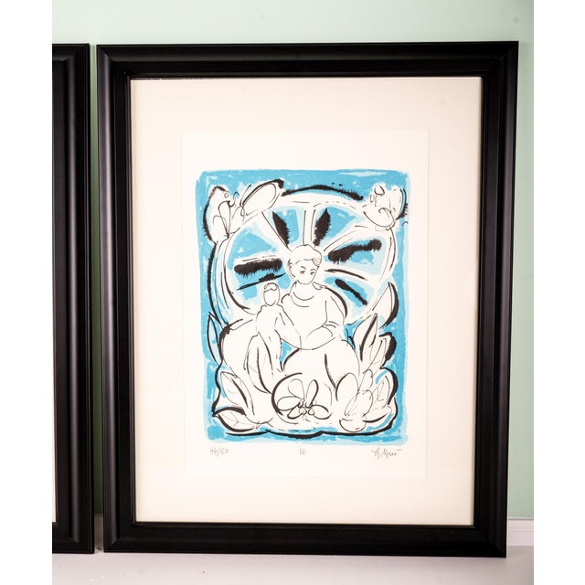 Mid-Century Modern Late 20th Century Limited Edition European Modernist Screenprints – Signed Ljerka Njerš – Museum Framed Statement Art Pair - Mother - a Pair For Sale - Image 3 of 5