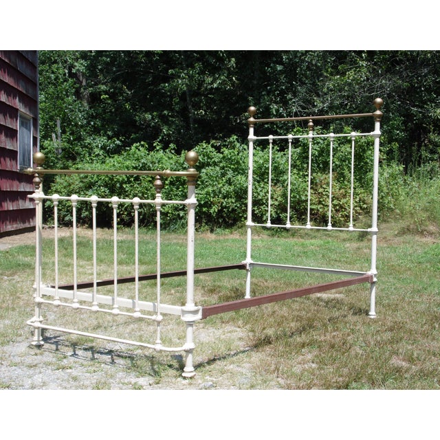 Vintage Cannonball Brass & Cast Iron French Country Shabby Chic Twin