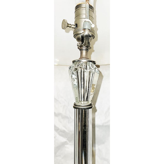 Mid 20th Century Hollywood Regency Crystal Glass Stick Lamp For Sale - Image 4 of 9
