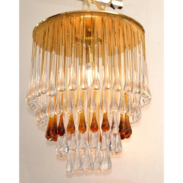 アンティークDropglass Art Deco French Gold Leaf Crystal Tear Drop Chandelier in