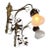 1900 Art Nouveau Brass and Copper Sconces With Antique Floral Irridescent Shades #2618 - a Pair For Sale