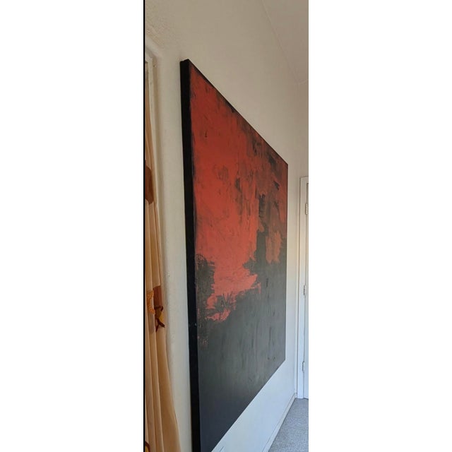 Large Abstract Mixed Media Painting in Red & Black by Kathyrn Henneman, 60” X 48” For Sale - Image 4 of 7