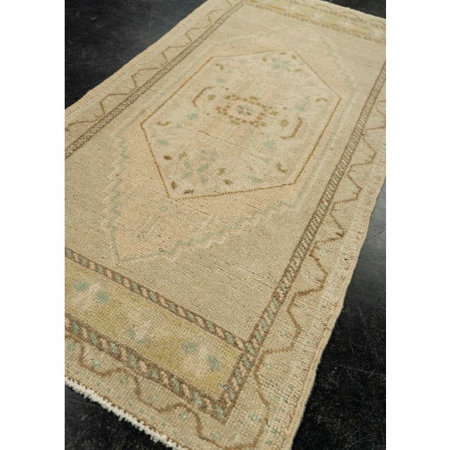 Textile Turkish Mini Rug Oriental Hand Knotted Vintage Rug 1'9" x 3'7" #21076 For Sale - Image 7 of 8