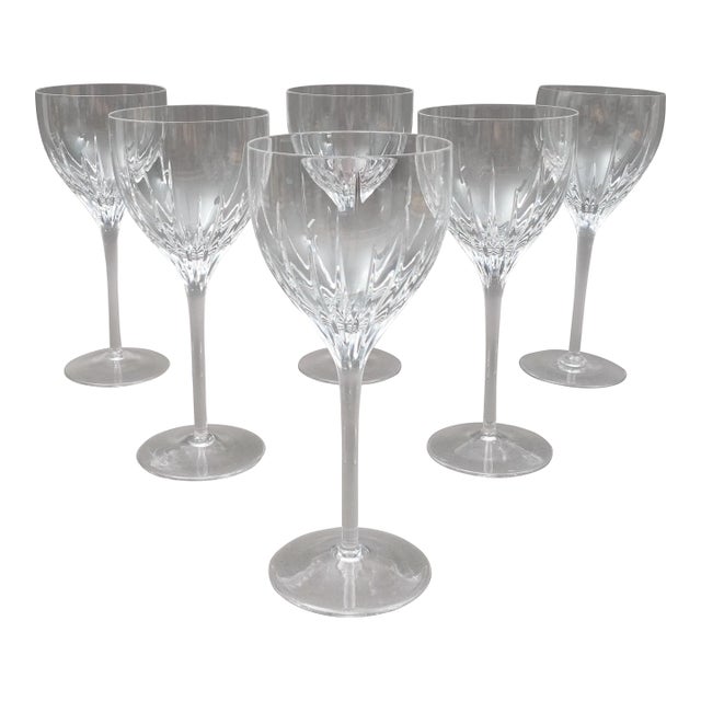 Mid 20th Century Miller Rogaska Crystal Stemware Soho Wine Water Goblet Glasses- Set of 6 For Sale