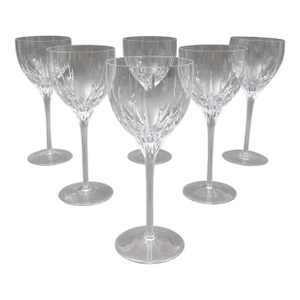 Mid 20th Century Miller Rogaska Crystal Stemware Soho Wine Water Goblet Glasses- Set of 6