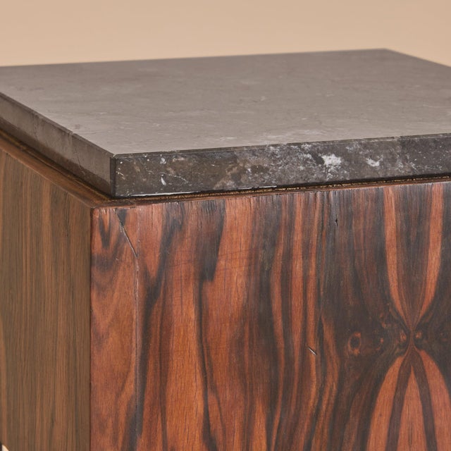 Wood French Art Deco Rosewood Pedestal with Marble Top, 1940s For Sale - Image 7 of 11