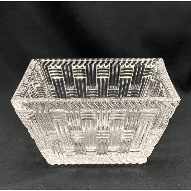 Charming small dish / trinket box in the Tiffany & Co. Woven (basketweave) pattern. This line of luxury crystal (crafted...