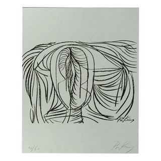 Franz Priking, Composition with Lines, Lithograph For Sale