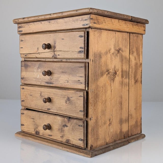 Small Rustic Primitive Natural Pine Apothecary Chest, 1940s For Sale - Image 15 of 16