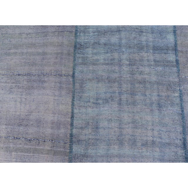 Textile Vintage Turkish Paneled Kilim Rug With Serene Blue and Lavender Tones For Sale - Image 7 of 9