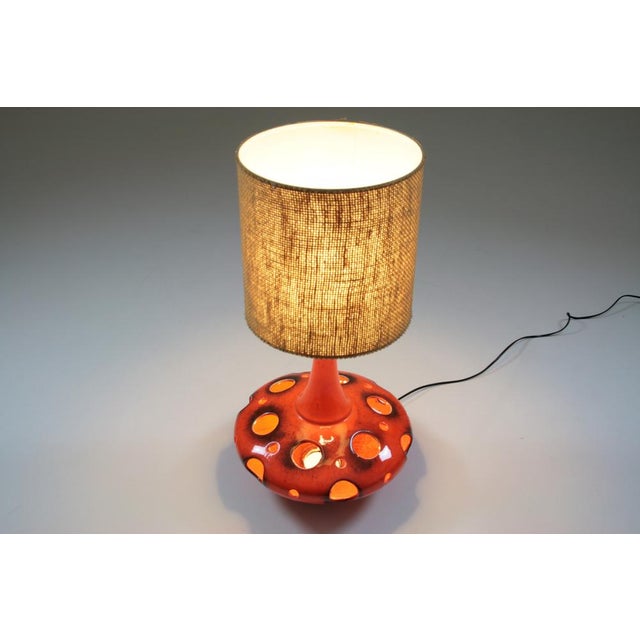 Orange Ceramic Table Lamp, 1970s For Sale - Image 6 of 14