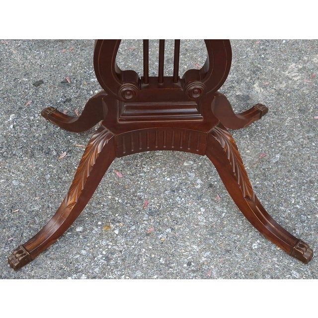 Brown Mid 20th Century Mersman Mahogany Oval Lyre Base Duncan Phyfe Occasion Table For Sale - Image 8 of 10