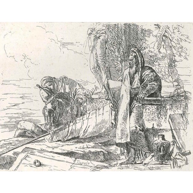 Extremely beautiful Artist's proof. Sixth Sheet from “Vari Capricci”, the most important series by Giambattista Tiepolo...