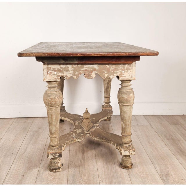 Partially Painted Kitchen Table With Reversible Top, Sweden, 19th Century For Sale In San Francisco - Image 6 of 9