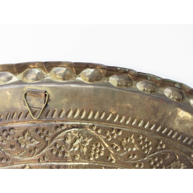 Mid Century Large Oval Brass Tray With Embossed Floral Design and Scalloped Edges Chairish