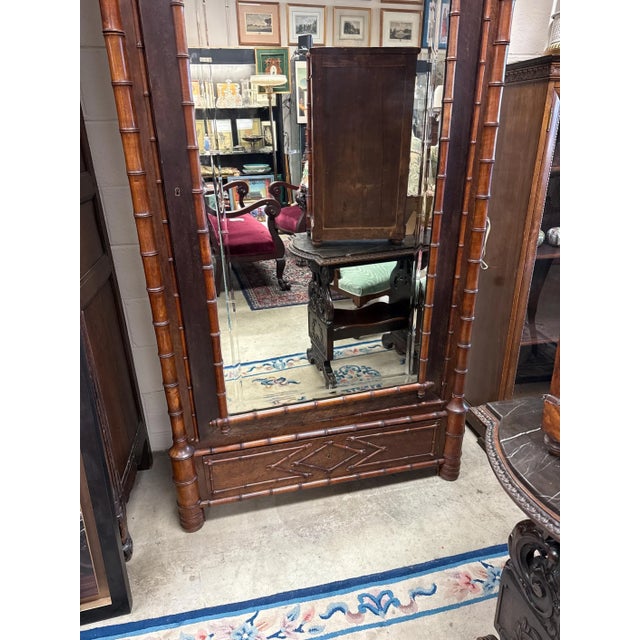 Brown Victorian Faux Bamboo Armoire For Sale - Image 8 of 10