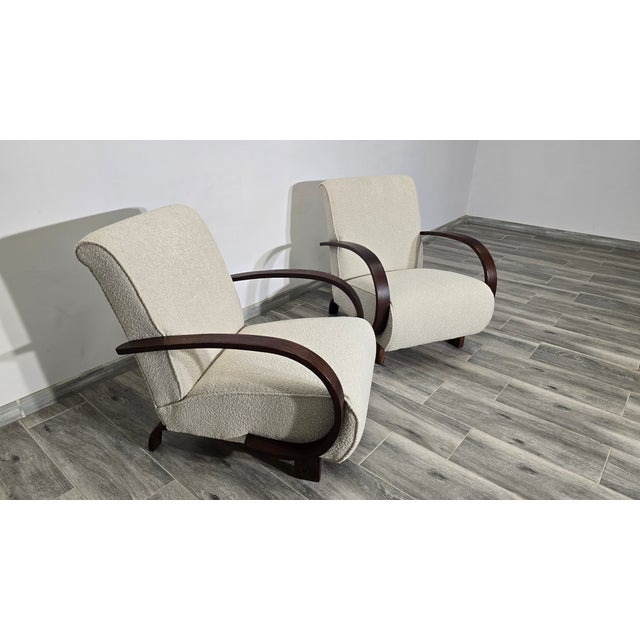 Set of Art Deco Lounge Chairs by Jindřich Halabala, 1950s, in Restored conditions. Designed 1950 to 1959 I have official...