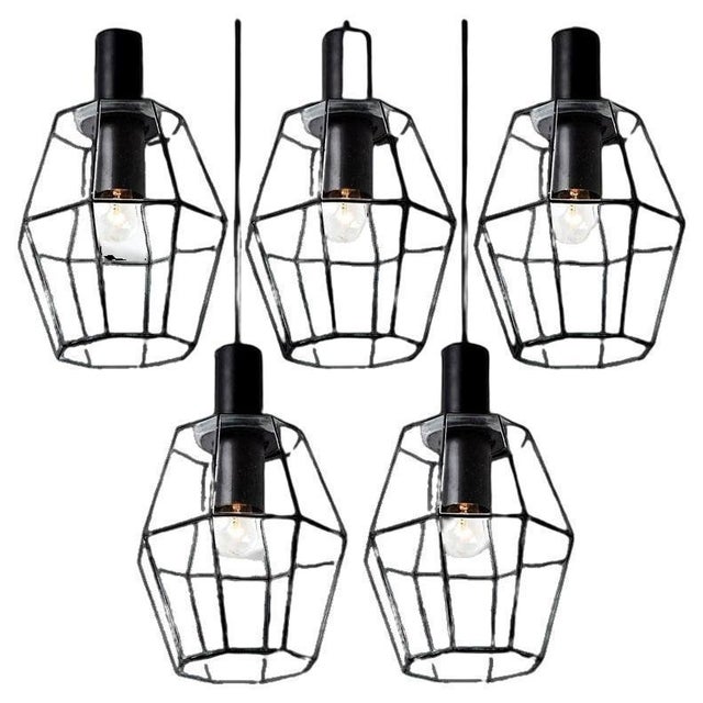 Geometric Iron and Clear Glass Hanging Light from Limburg, 1960 For Sale - Image 15 of 15