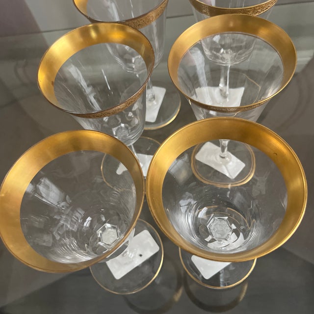 English Early 20th Century Tiffin Franciscan “Minton” Optic Water Goblets - Set of 6 For Sale - Image 3 of 12