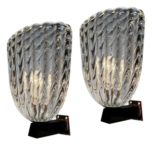Large Wall Lamps attributed to Ercole Barovier & Toso, Italy, 1940s, Set of 2