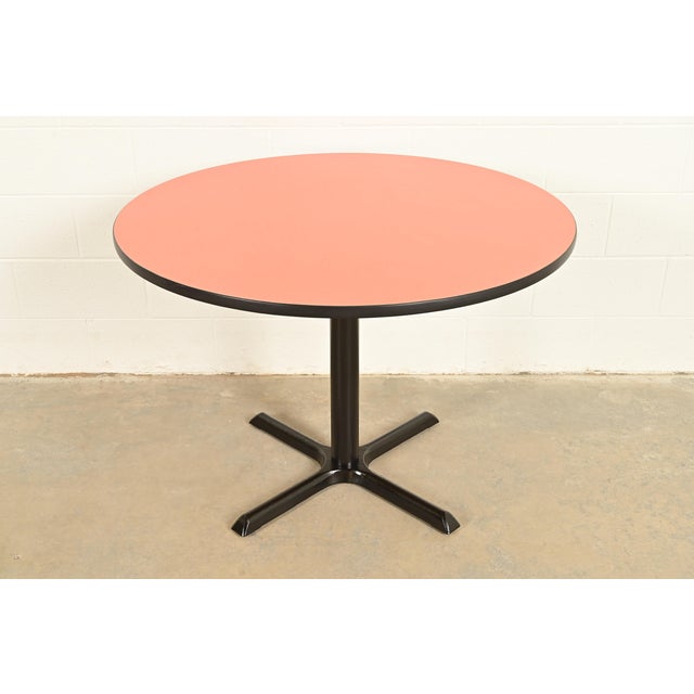 Orange Herman Miller Style Modern Round Pedestal Dining Table or Game Table For Sale - Image 8 of 8
