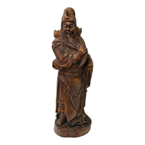 Vintage Chinese Boxwood Carved General Guan Kwan Kong Figure