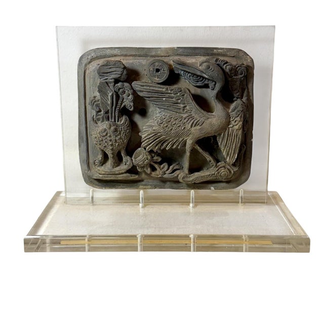 Early 18th Century Chinese Stone Relief Carvings on Custom Lucite Stands - A Pair For Sale In Tampa - Image 6 of 17