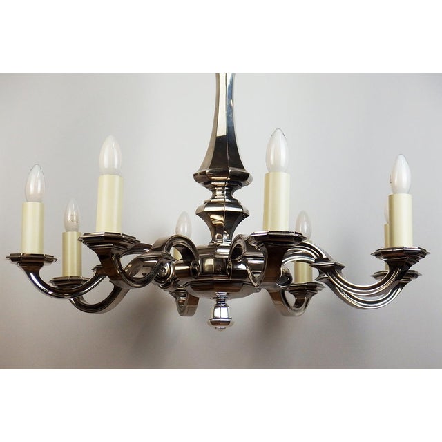 Art Deco Chandelier in Silvered Bronze, 1930s For Sale - Image 6 of 12